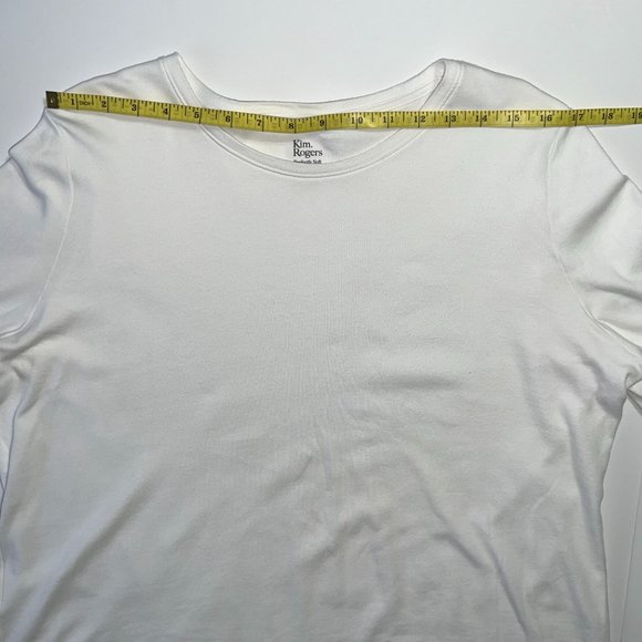 Kim Rogers - Women's Size XL Solid White Blouse - Long Sleeves Round Neckline - Picture 6 of 14